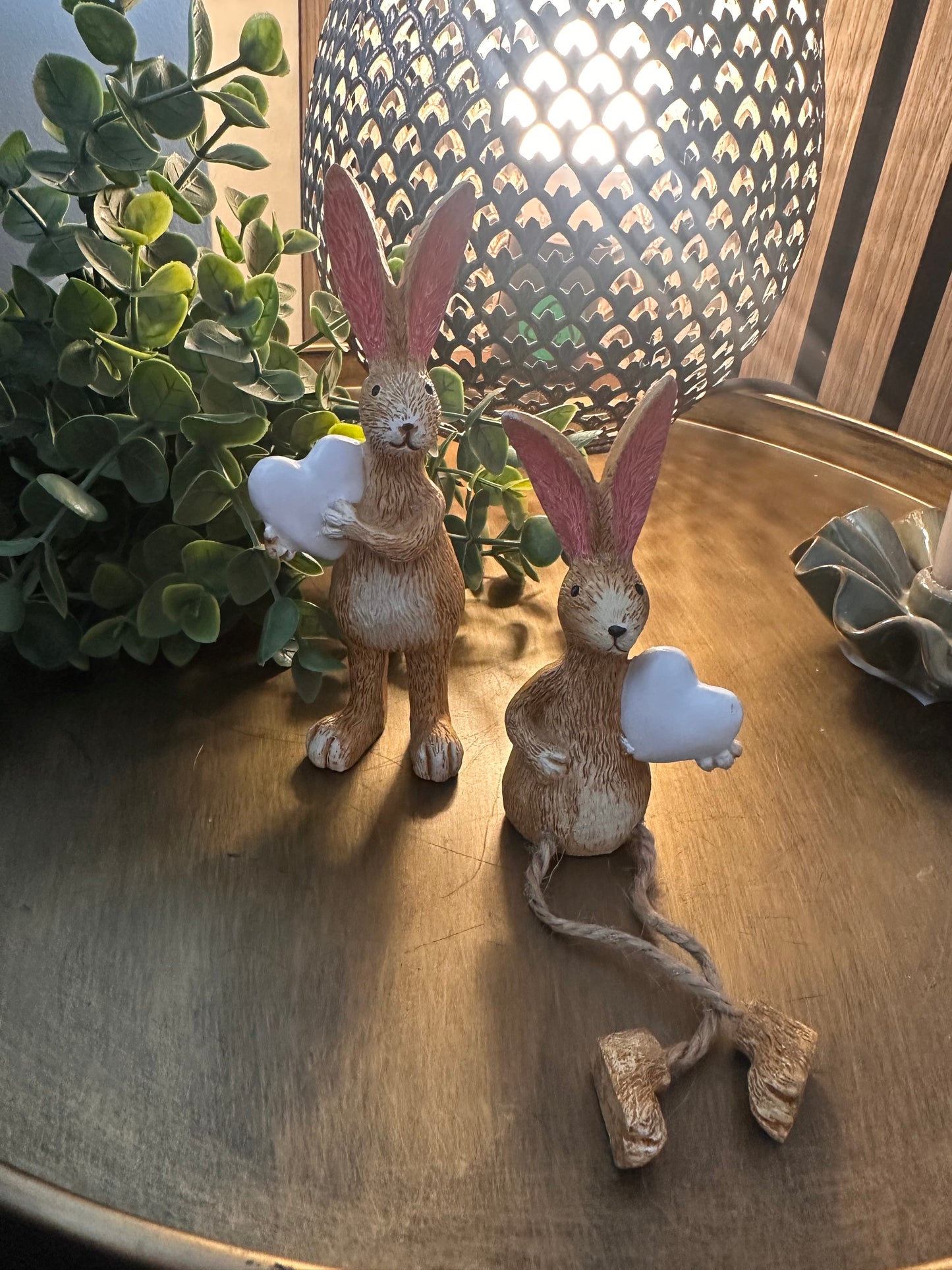 Gorgeous Heart Resin Bunnies Set of 2