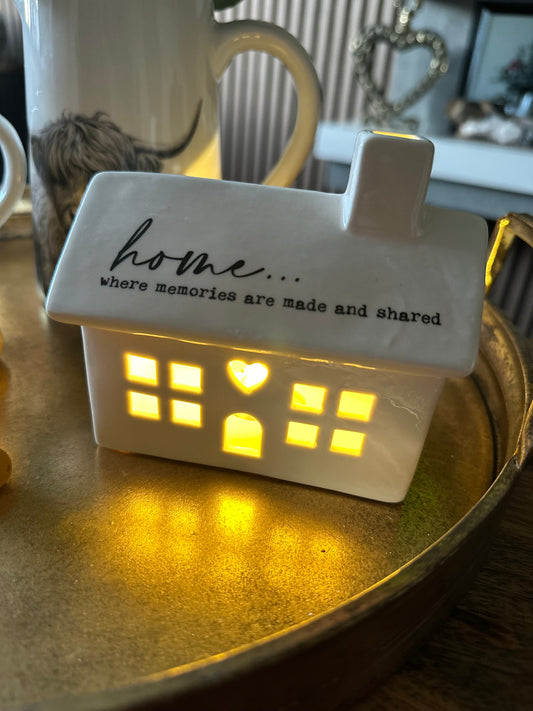 Ceramic Led Heart House ~ Home where memories are made & shared