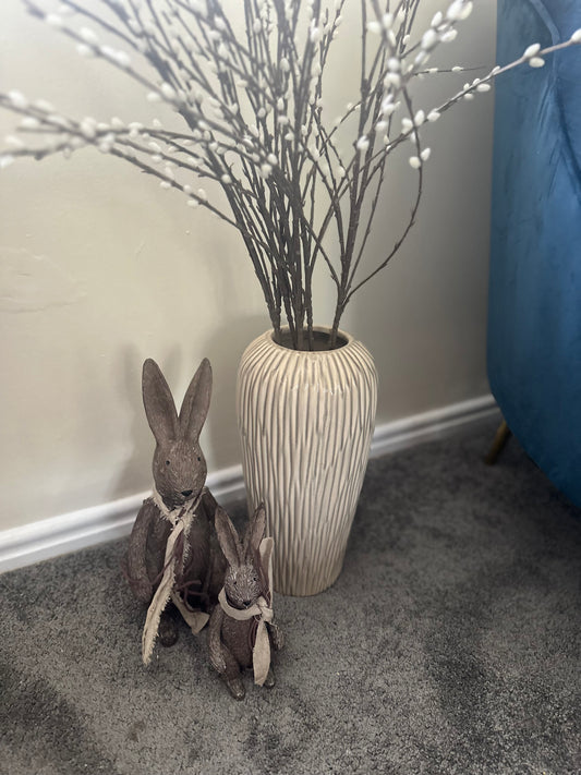 Natural Tall Ribbed Decorative Vase
