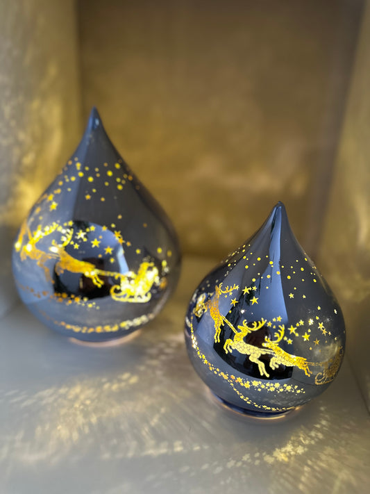 Led Twinkling Teardrop Santa Sleigh Christmas Decor