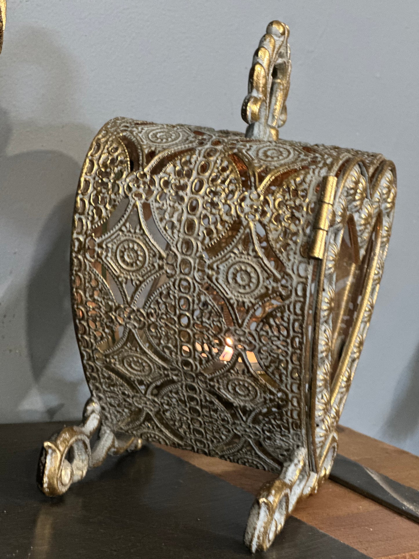 Gold Rustic Metal Heart Candle Holder