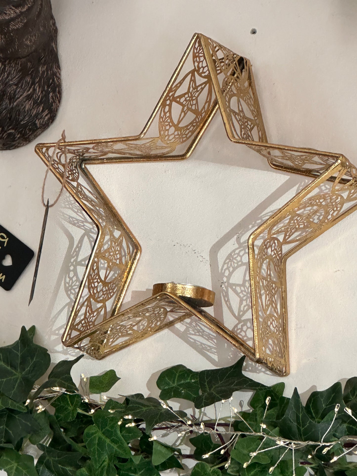 Gold Metal Star Decorative Tealight Holder