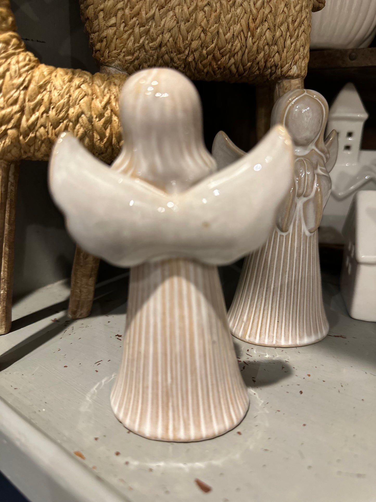 Natural Coloured Ceramic Ribbed Angel