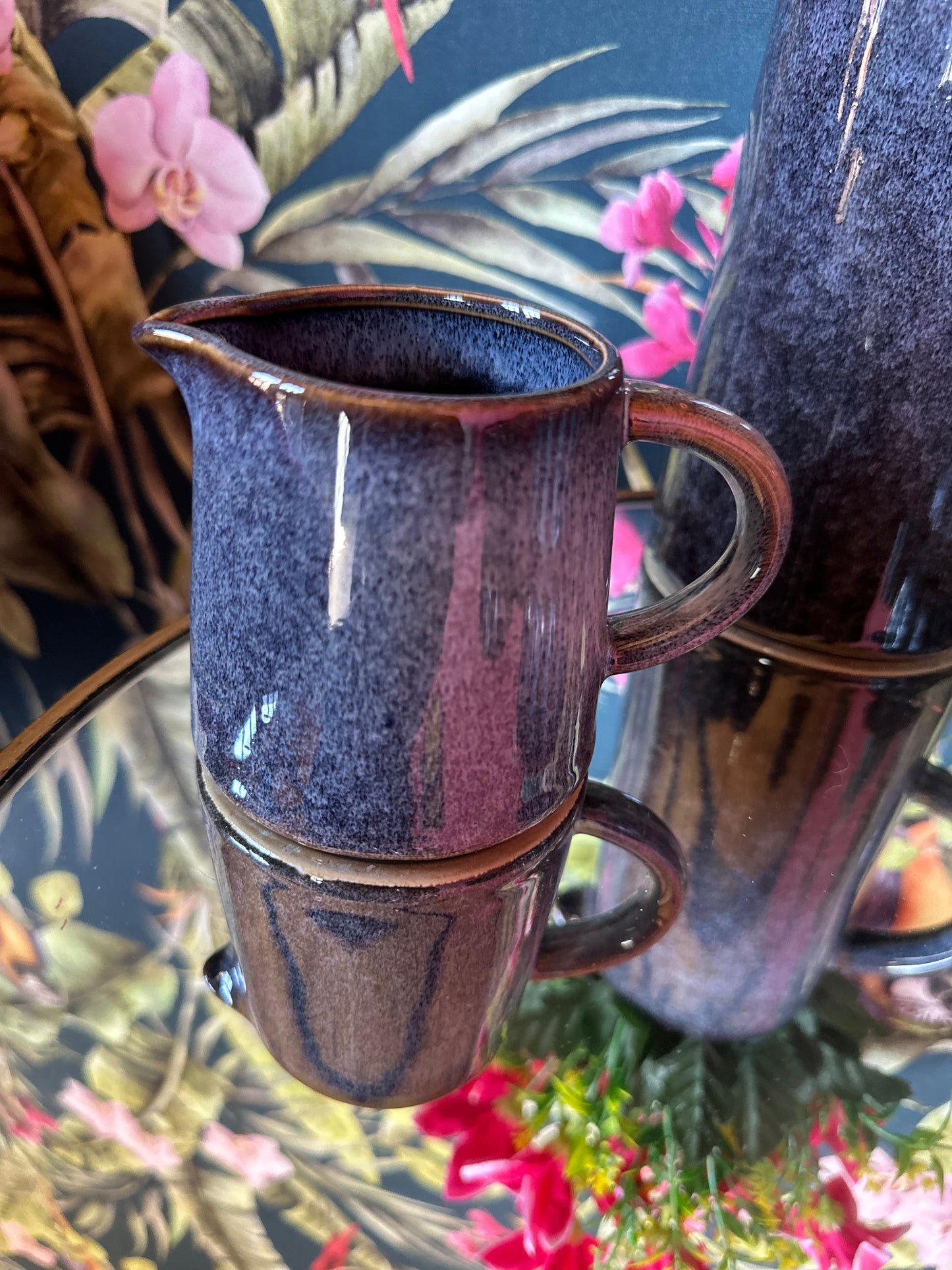 Blue Two Toned Glazed Smaller Jug