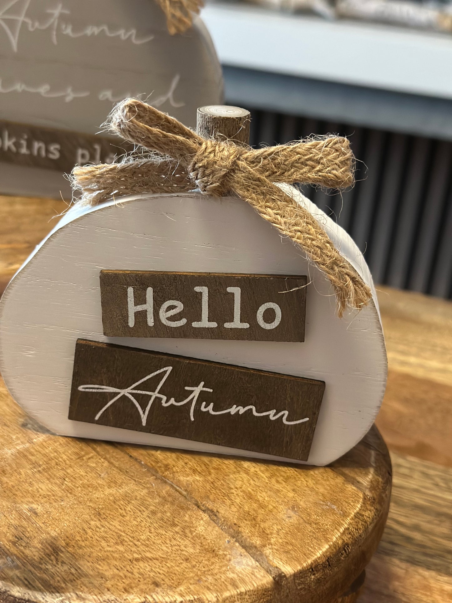 Autumn Wooden Pumpkin Signs - Choice of Two