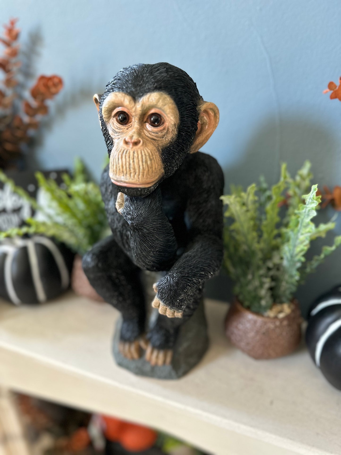 Quirky Resin Thinking Monkey Decor