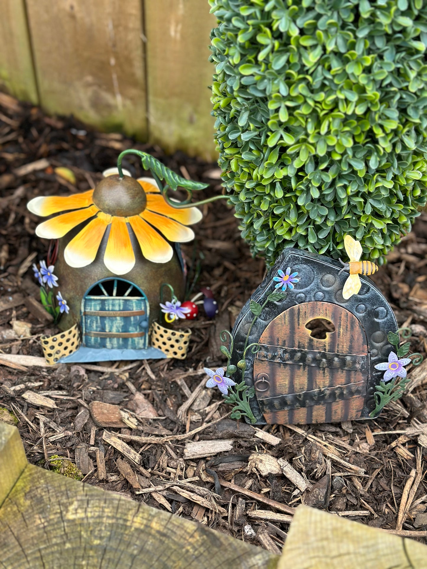 Sunflower Metal Fairy House