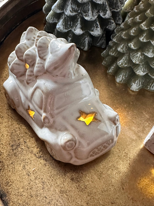 Ceramic light up truck with tree