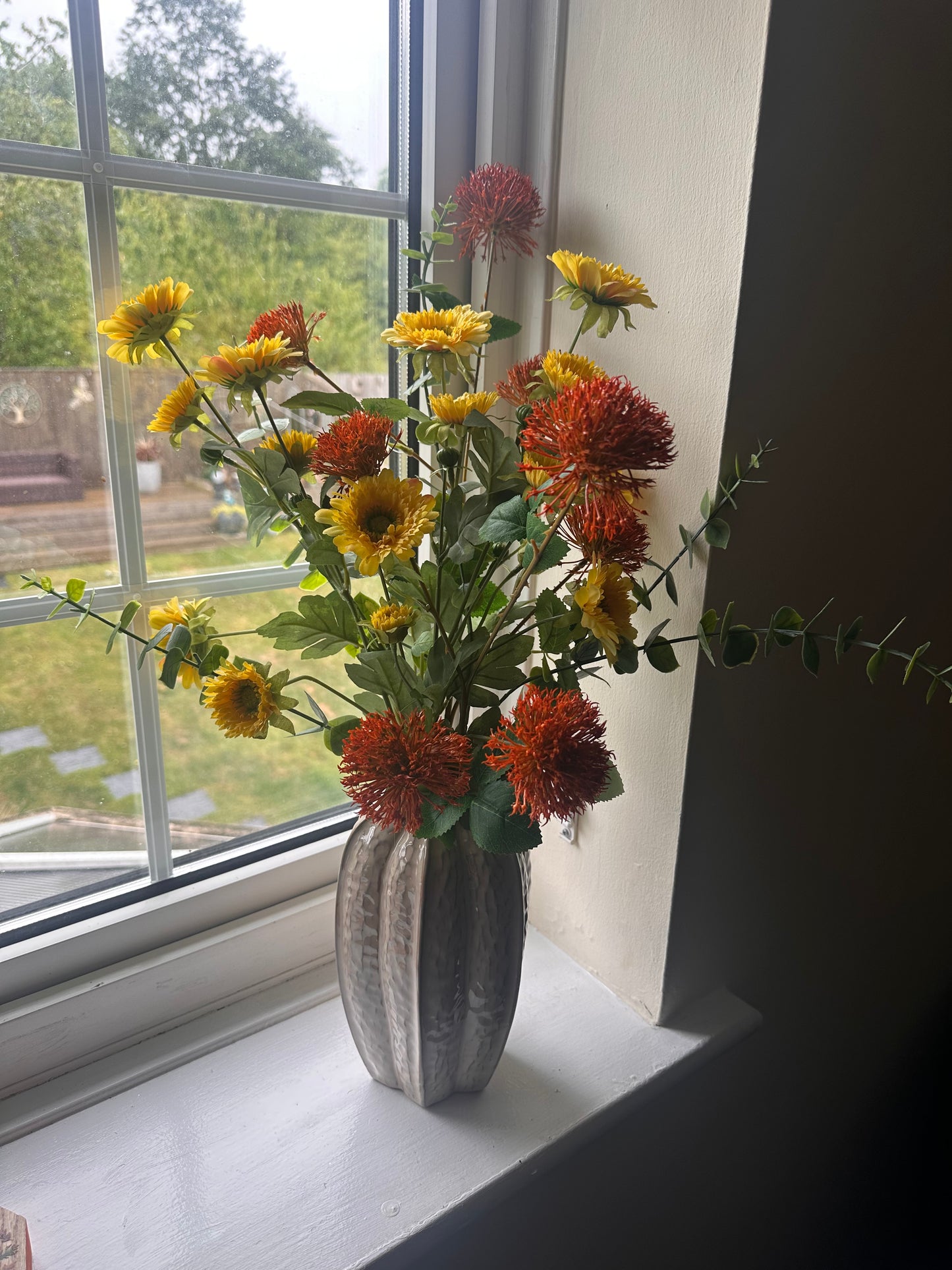 Seed Pop Natural Coloured Vase complete with faux flowers