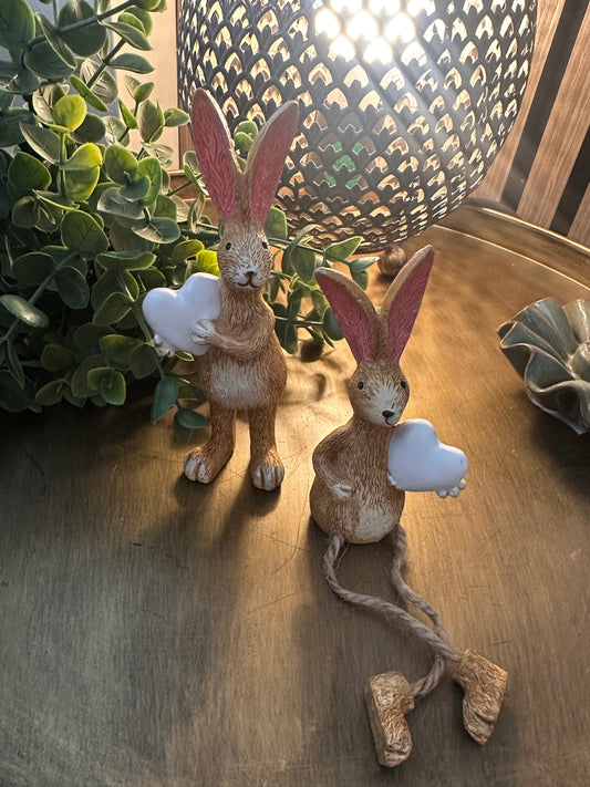 Gorgeous Heart Resin Bunnies Set of 2