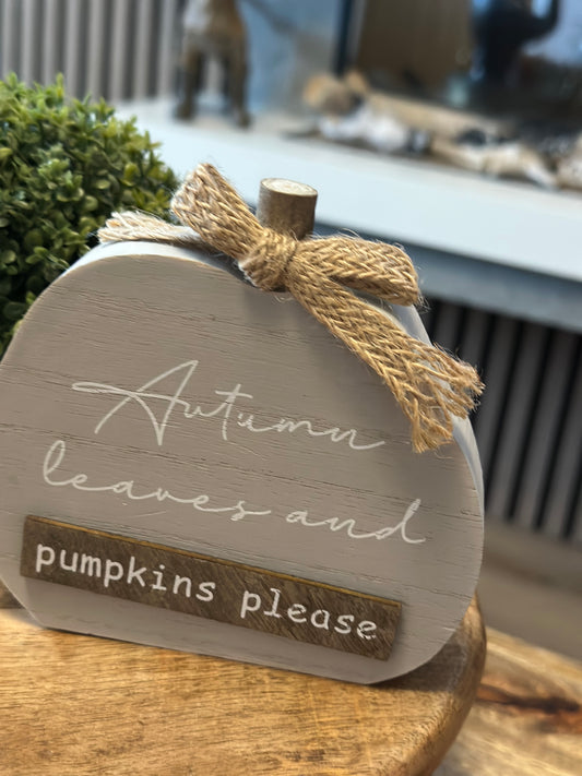 Autumn Wooden Pumpkin Signs - Choice of Two