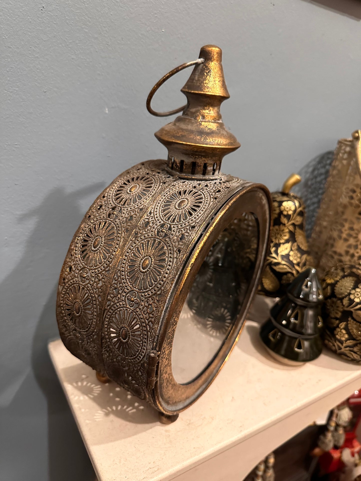 Round Rustic Metal Candle Holder