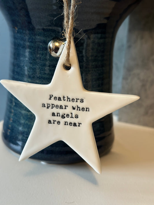 Hanging Ceramic Star Feathers Appear When Angels are near