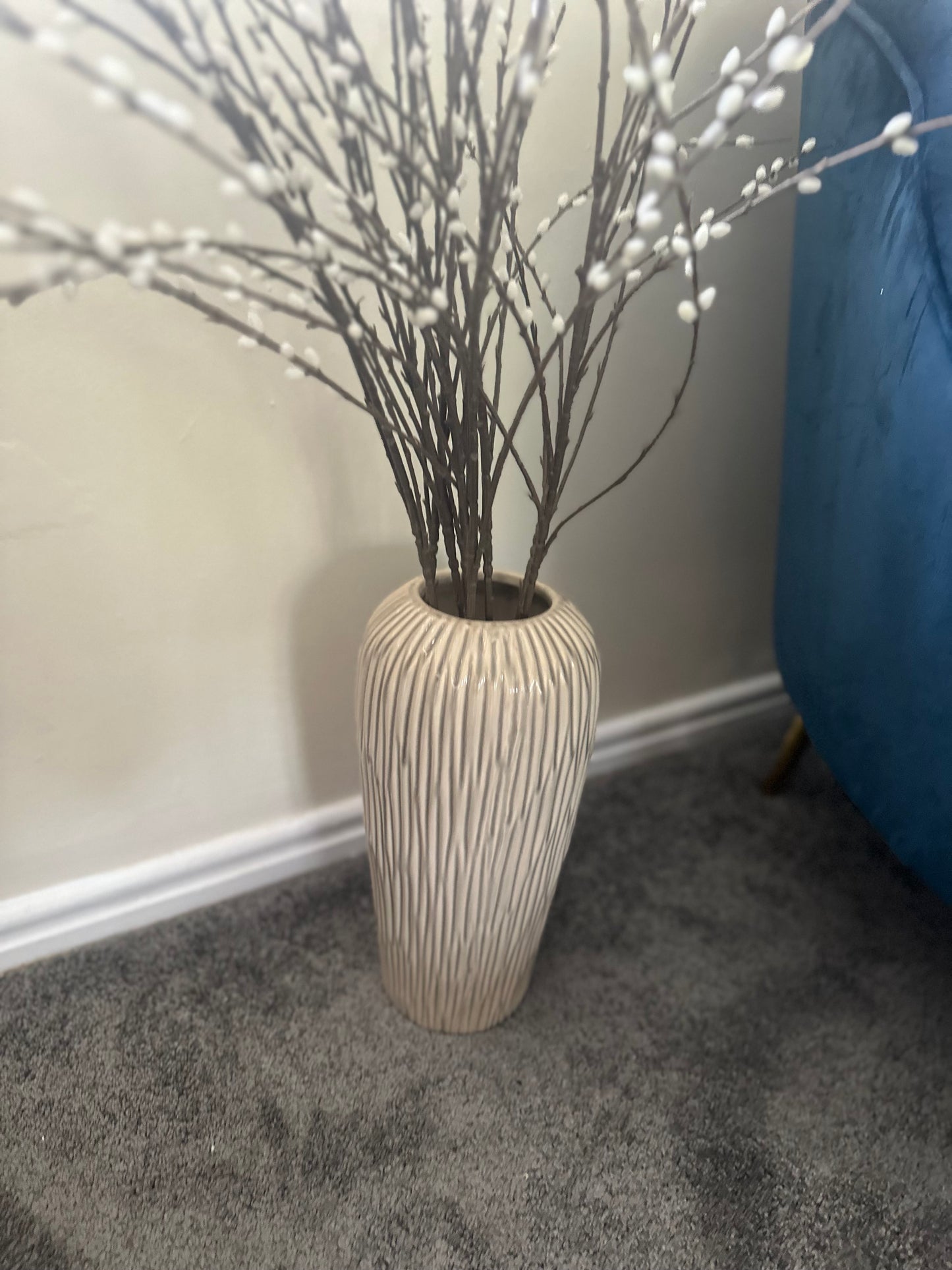 Natural Tall Ribbed Decorative Vase