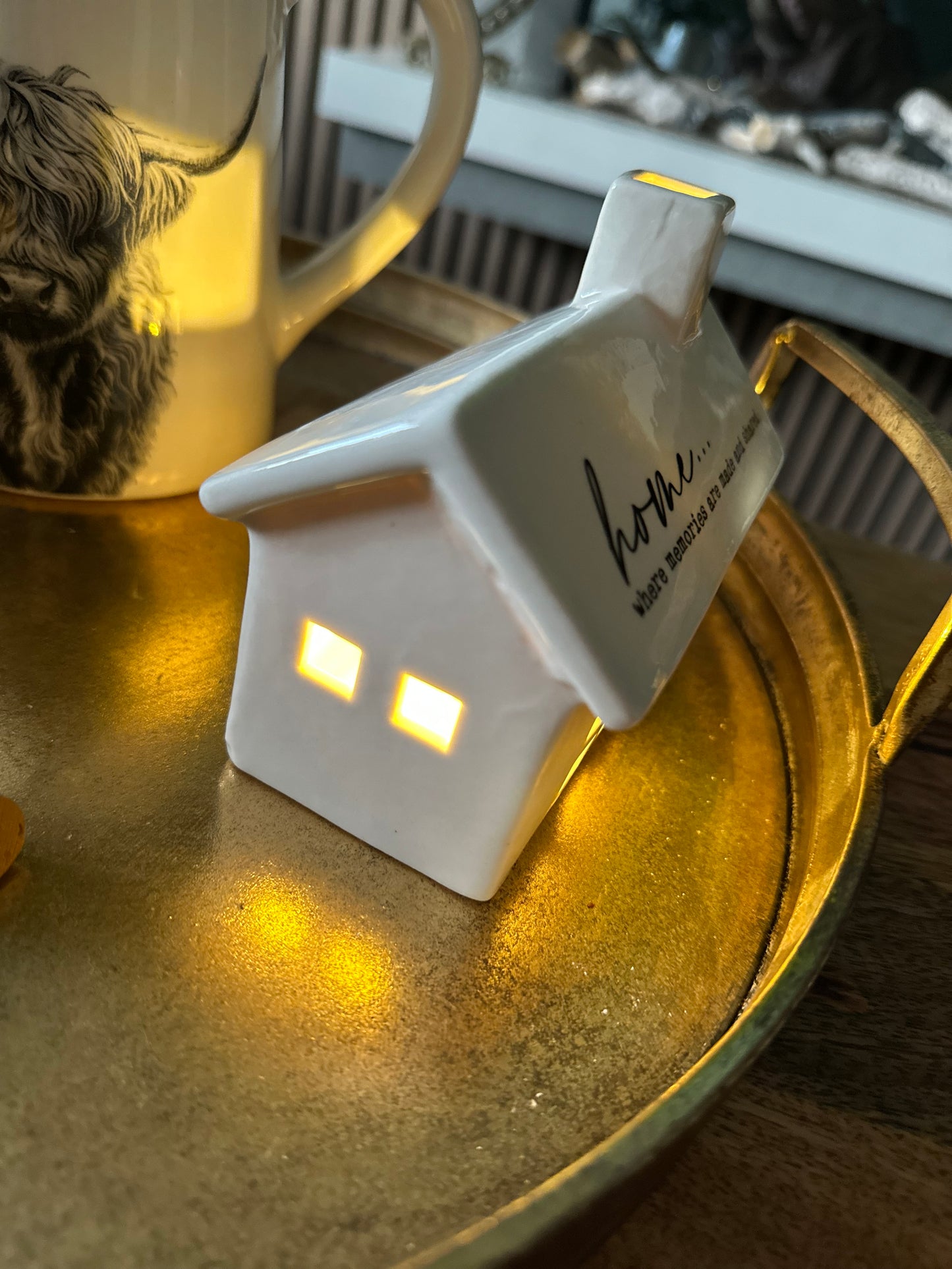 Ceramic Led Heart House ~ Home where memories are made & shared