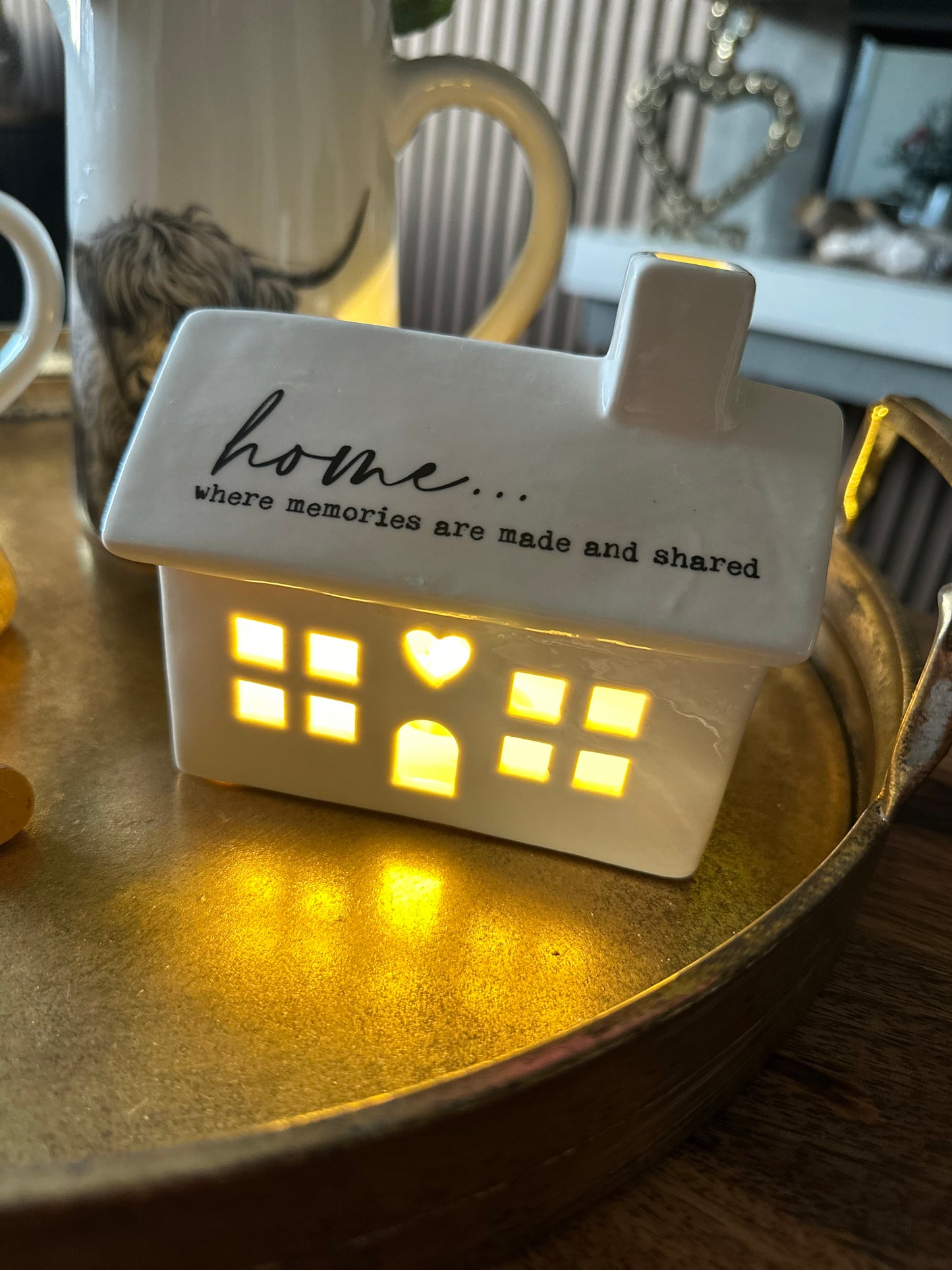 Ceramic Led Heart House ~ Home where memories are made & shared