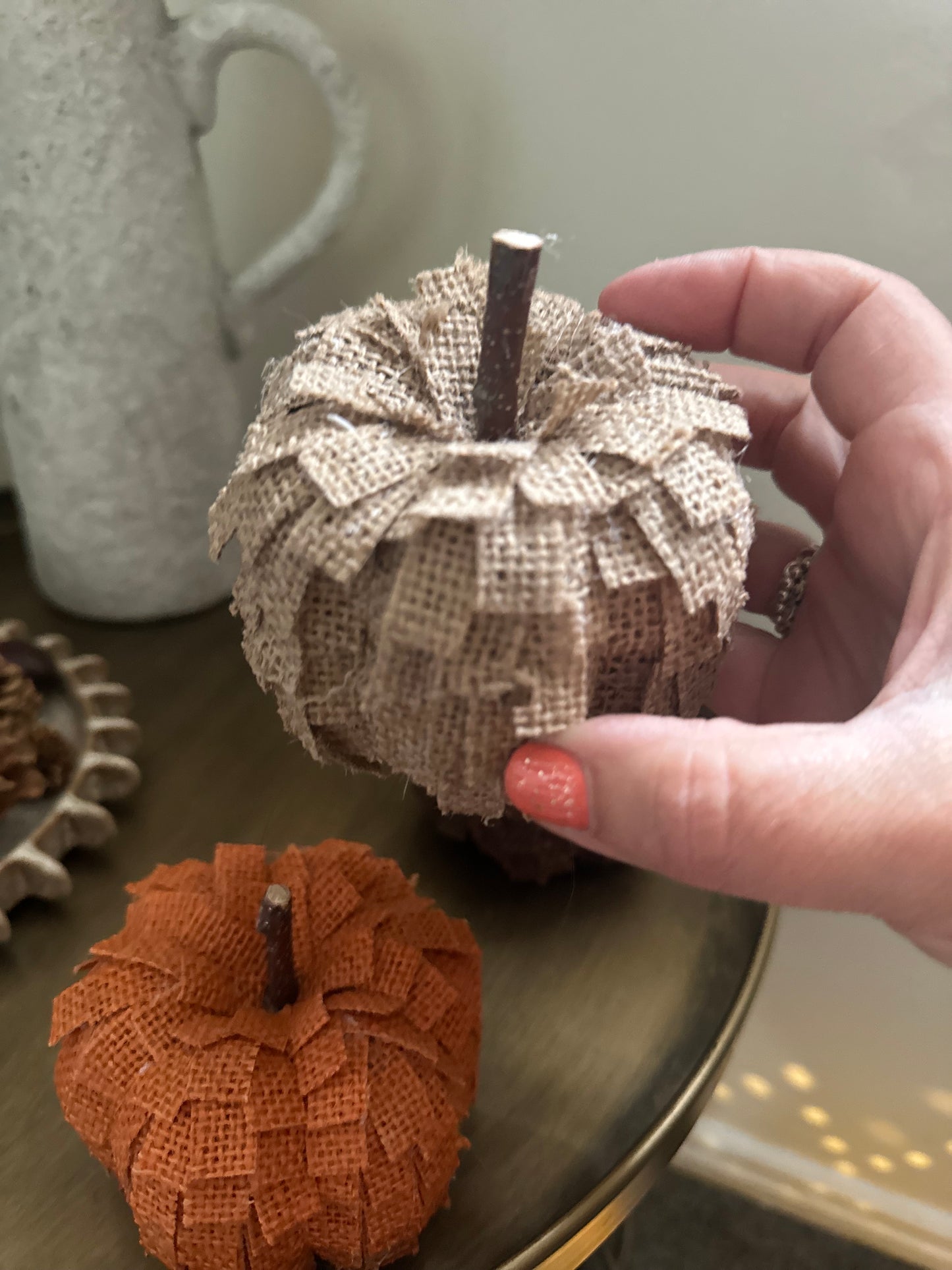 Set of 3 Hessian Ruffle Pumpkins