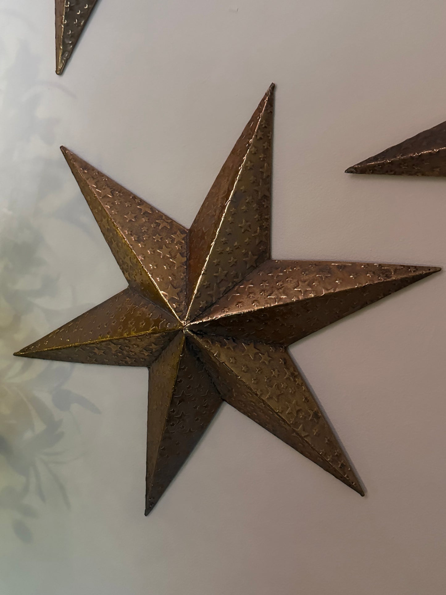 Set is Three Gold Metal Decorative Stars