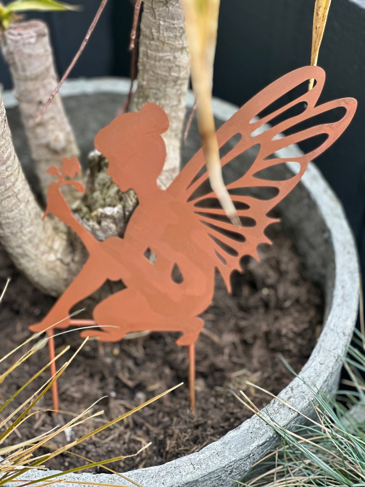 Rustic Metal Fairy Garden Stake