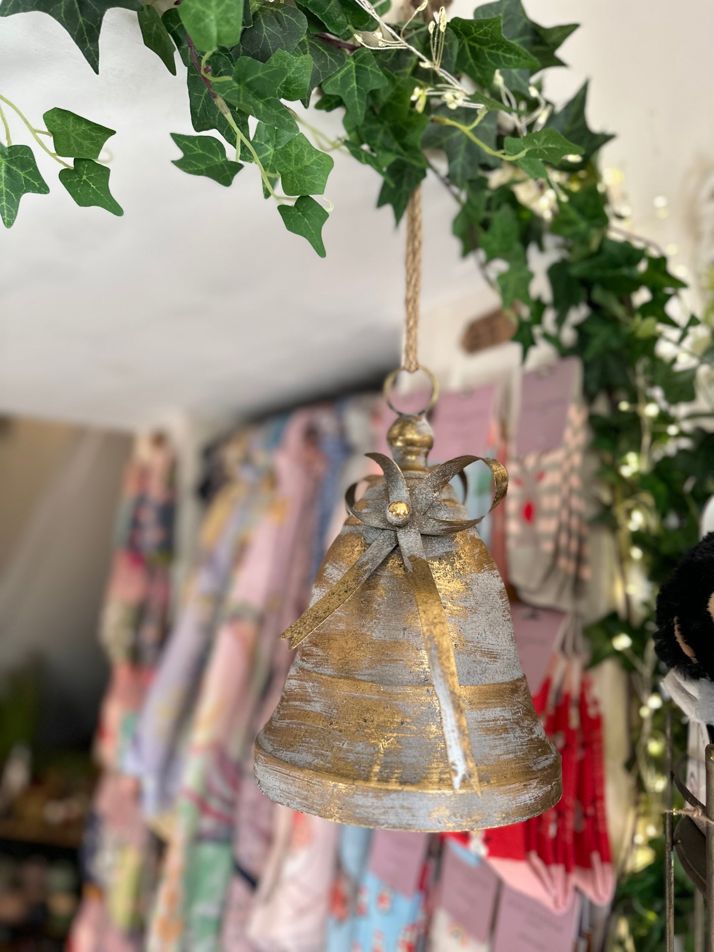 Gold Metal Bell with Hanging Twine