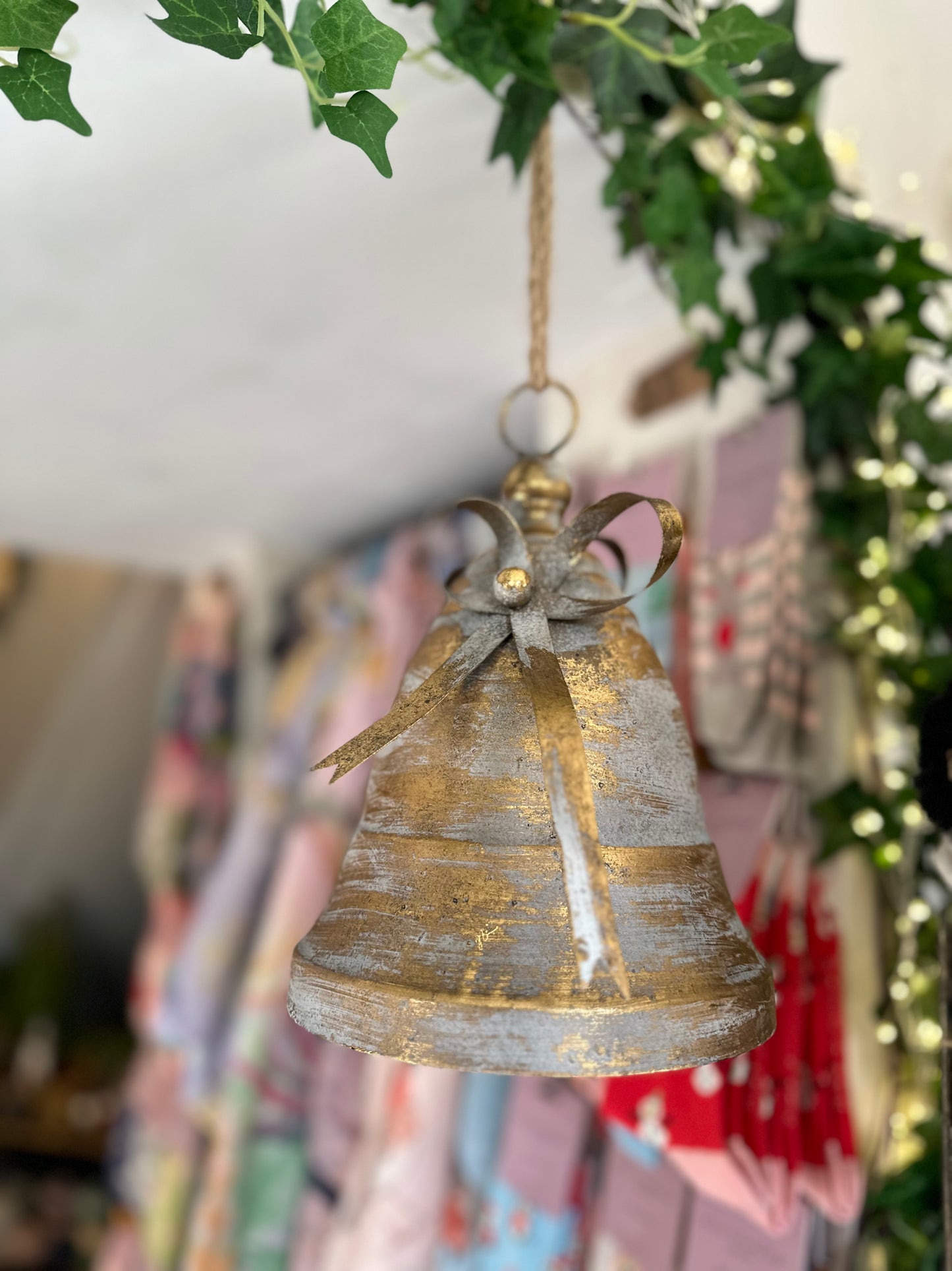 Gold Metal Bell with Hanging Twine