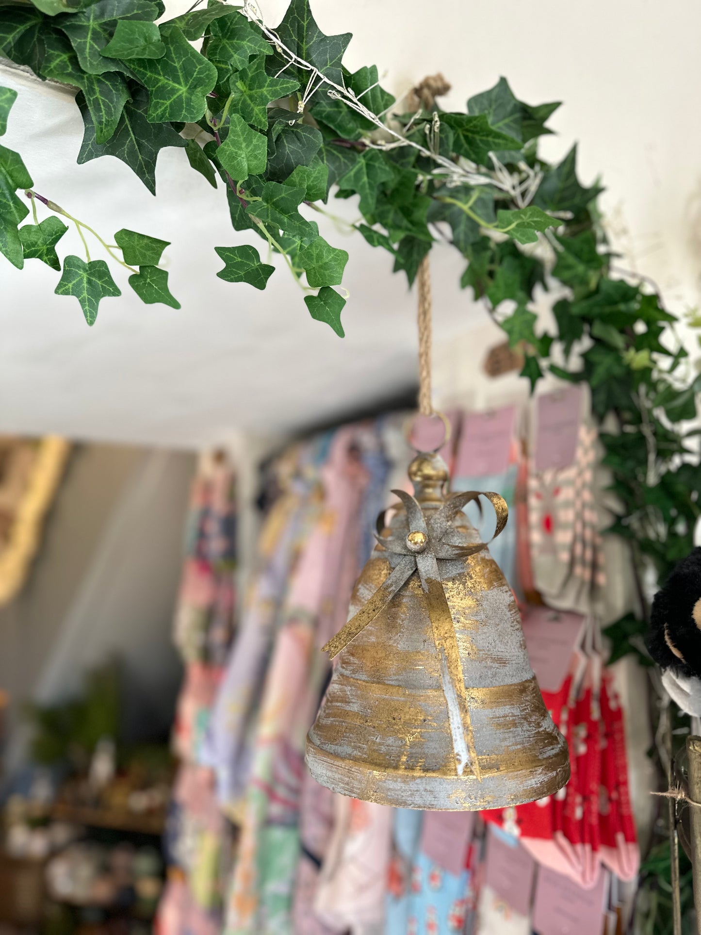 Gold Metal Bell with Hanging Twine