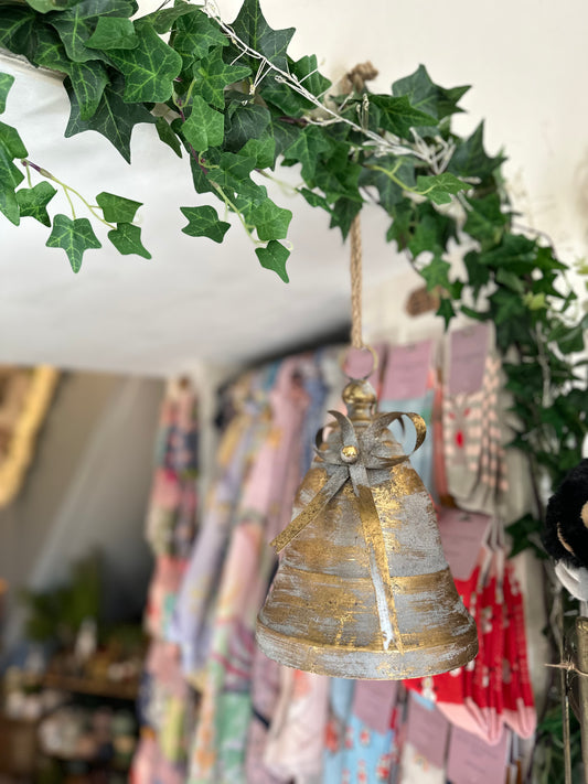Gold Metal Bell with Hanging Twine