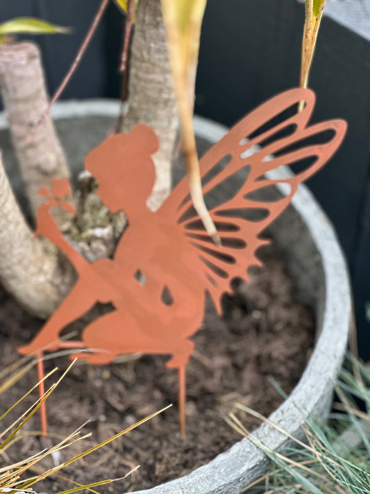 Rustic Metal Fairy Garden Stake