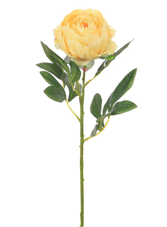 Faux Peony Single Head ~ Lemon
