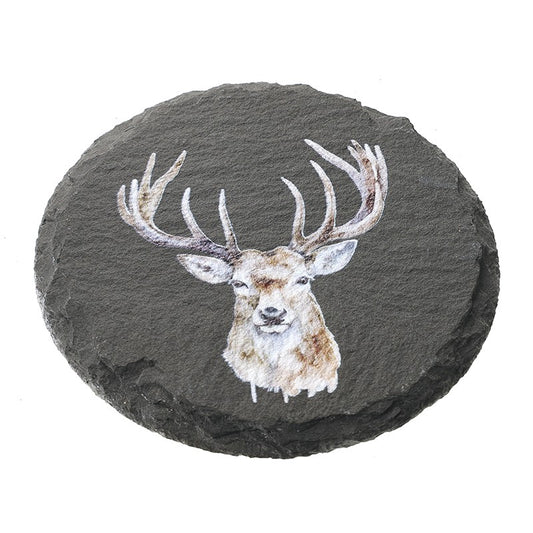 Slate Coaster with Stag Print Design
