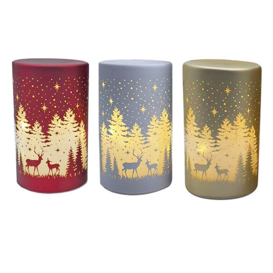 LED Glass Cylinder Christmas Decoration 15cm ~ Choice of 3 Colours