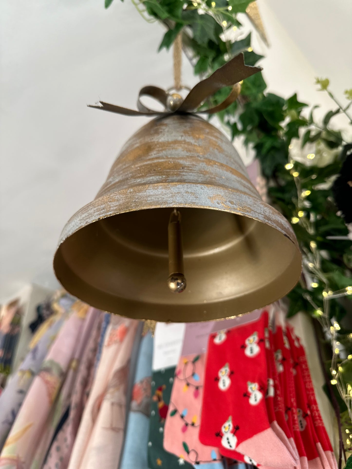 Gold Metal Bell with Hanging Twine