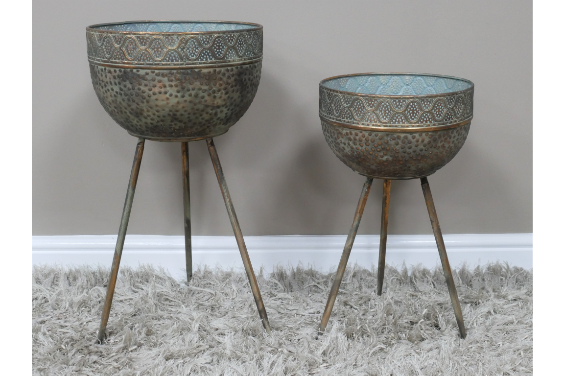Rustic Gold Metal Planters ~ Choice of 2 Sizes