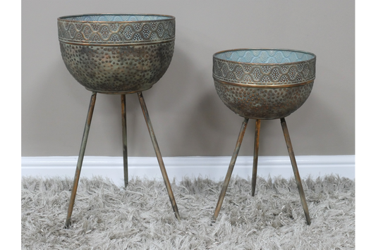 Rustic Gold Metal Planters ~ Choice of 2 Sizes