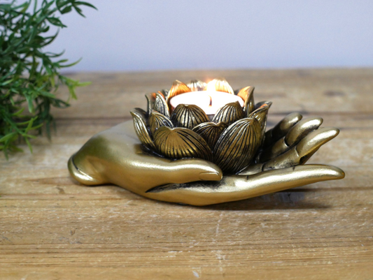 Gold Hand Tealight Holder