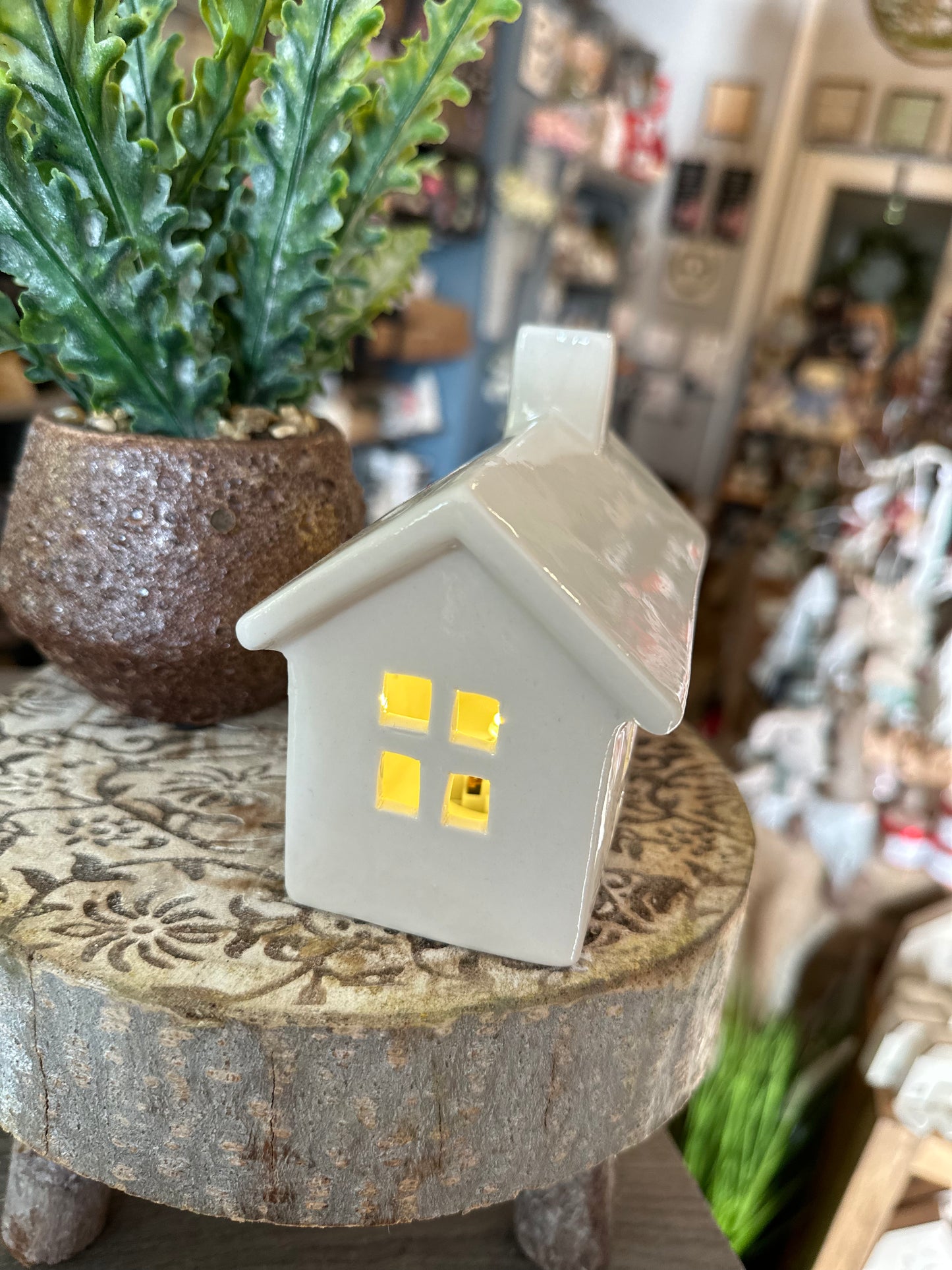 Ceramic Light Up House with Star