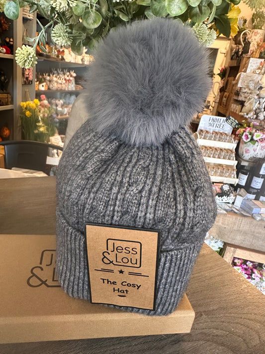 Jess & Lou Cable Knit Bobble Hat ~ 4 Colours