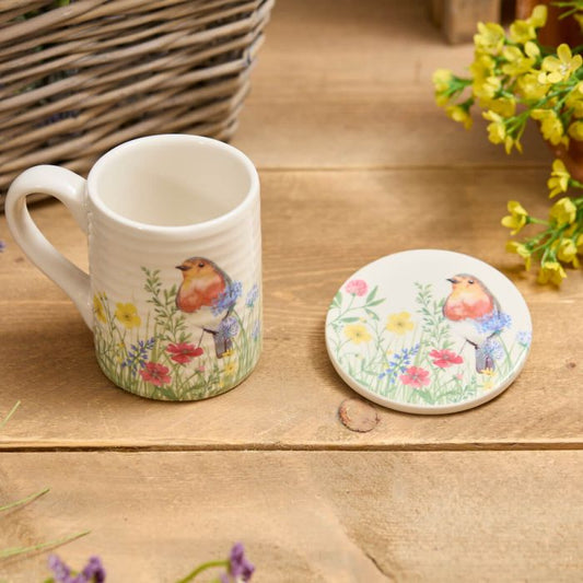 Robin Mug & Matching Coaster Set