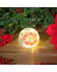 Christmas Poinsettia Crackle Led Ball