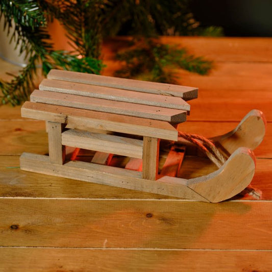 Recycled Wood Small Decorative Ornamental Sleigh