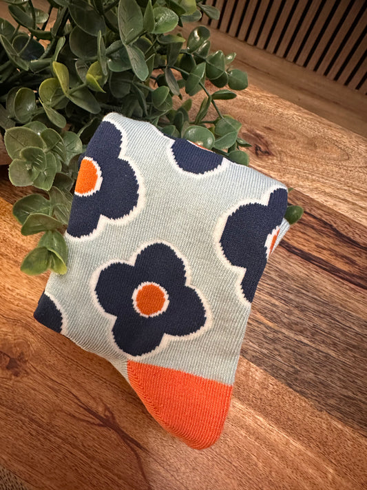 Miss Sparrow Large Retro Flower Socks