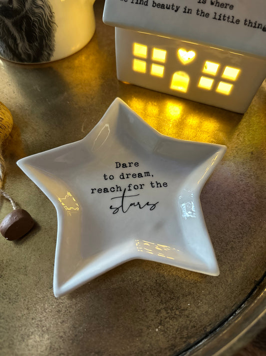Ceramic Star Dare To Dream Trinket Tray