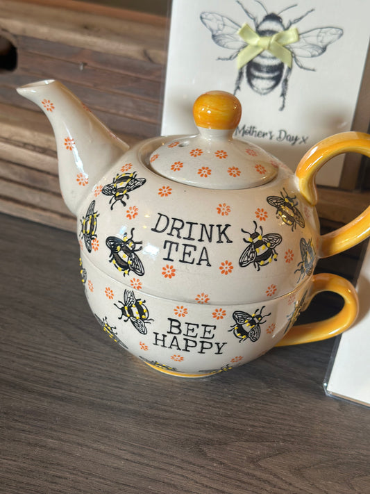 Ceramic Bee Tea For One Teapot